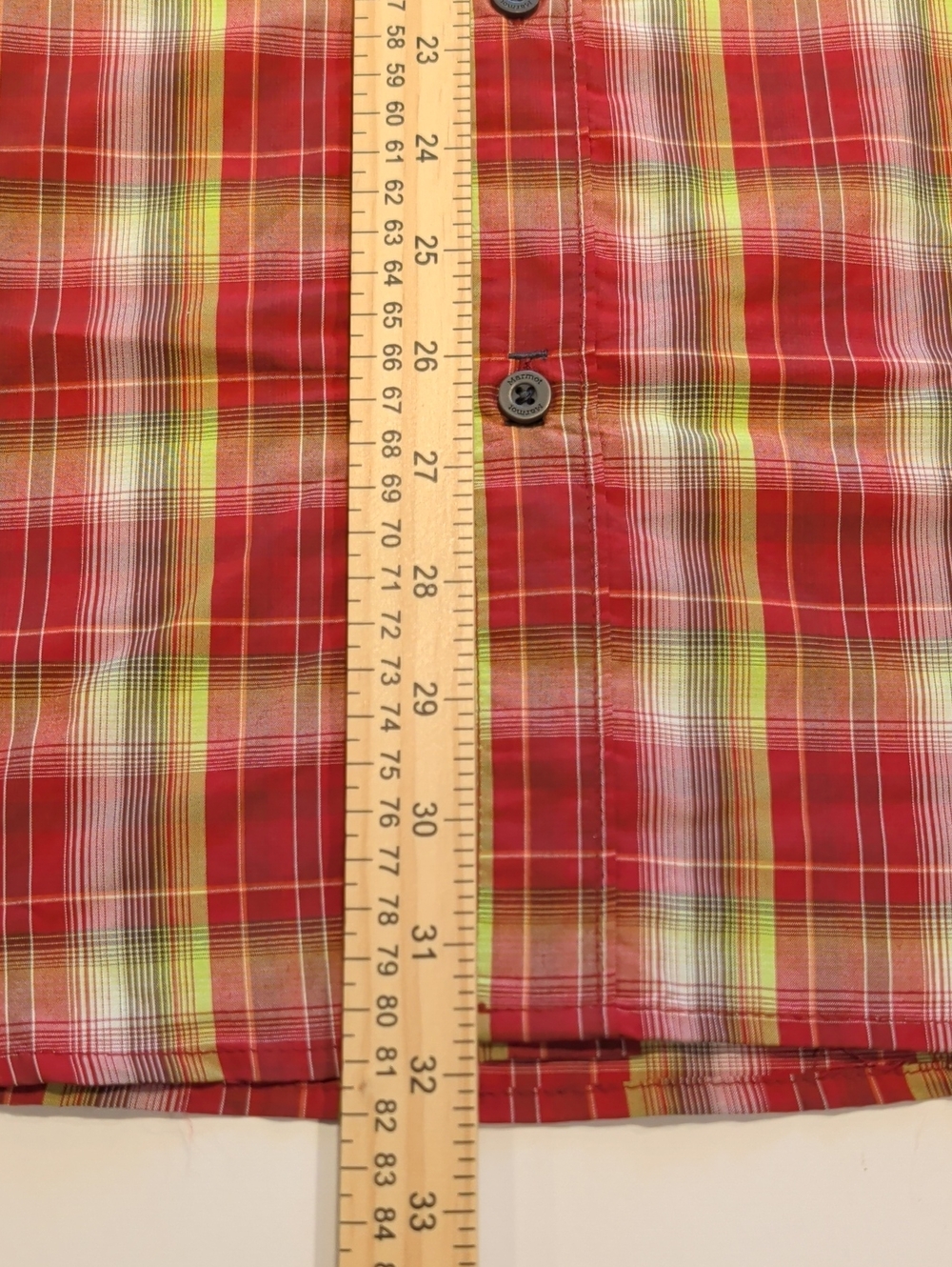 MARMOT Plaid Button Down Shirt Mens XL Red Yellow Short Sleeve Outdoor Lightweig - Picture 8 of 9
